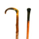 TWO EARLY 20TH CENTURY HORN HANDLED WALKING STICKS. (each 90cm)