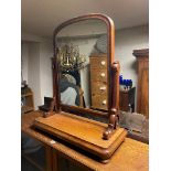 A VICTORIAN MAHOGANY SWING TOILET MIRROR Along with an early 20th Century cheval mirror. (largest