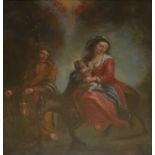 AFTER MURILLO, FLIGHT TO EYGPT, 18TH CENTURY OIL ON CANVAS Gilt framed. (82cm x 95cm)