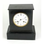 A 19TH CENTURY BELGIAN SLATE MANTEL RECTANGULAR CLOCK With striking mechanism, marked ?Potonie,