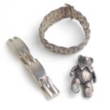 GUCCI, A VINTAGE SILVER BRACELET Having rectangular form links, together with a fine link silver