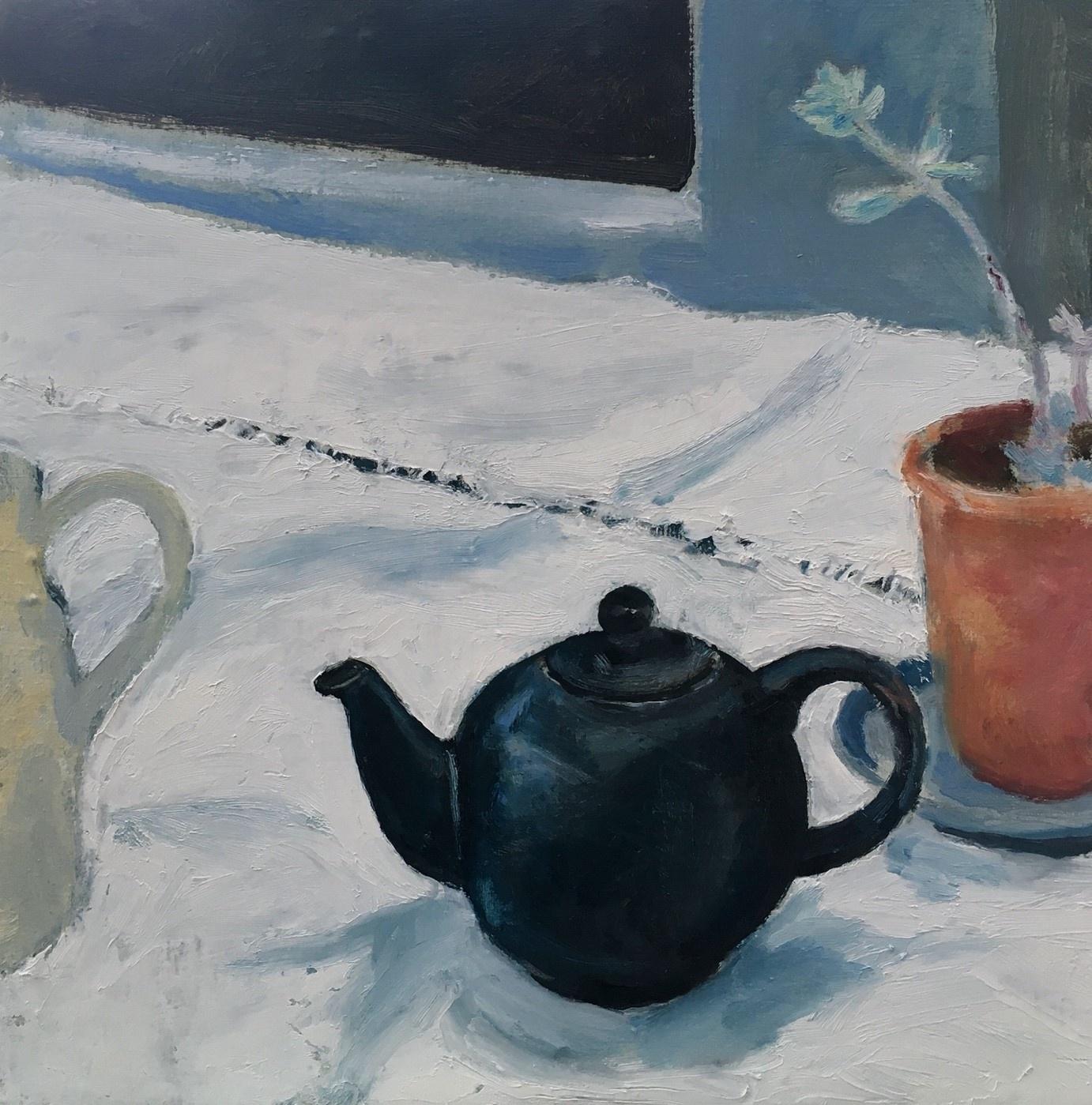 LOUISE BENNET, 1974 - PRESENT, OIL ON CANVAS BOARD Titled 'Black Teapot', signed. (30.5cm x 30.