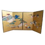 JAPANESE EDO PERIOD SCREEN INK, COLOUR AND GOLD LEAF ON PAPER Scenes from 'The Tale of Genji',