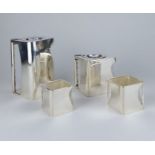 T. WILKINSON AND SONS, 'THE CUBE', A STYLISH ART DECO DESIGN FOUR PIECE SILVER PLATED TEA SET (