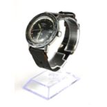 ROTARY, GTO, A VINTAGE STAINLESS STEEL GENT'S WRISTWATCH Black circular dial with world time bezel