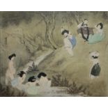 AFTER SIN YUN-BOK, 1758 - 1813, WATERCOLOUR, PEN AND INK Women on Tano Day (5th day of the 5th Lunar