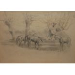 ATTRIBUTED TO SIR ALFRED JAMES MUNNINGS, KCVO, PRA, RI, 1878 - 1959, PENCIL Titled 'Water', three