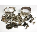 A COLLECTION OF VARIOUS SILVER JEWELLERY To include cufflinks, bracelets, St. Christopher etc.