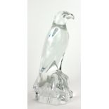 BACCARAT, A LARGE LEAD CRYSTAL GLASS SCULPTURE OF A FALCON In standing pose, bearing engraved mark