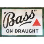 'BASS PALE ALE', TWO VINTAGE ENAMELLED METAL ADVERTISING SIGNS (70cm x 40cm, 58cm x 39cm)