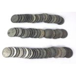 A COLLECTION OF SIXTY PRE 1947 BRITISH SILVER HALF CROWN COINS Various dates and designs.