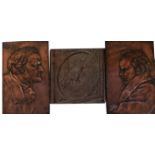A PAIR OF COPPER RELIEF PORTRAIT PLAQUES, WAGNER AND BEETHOVEN Along with a copper engravers plaque,