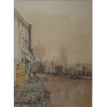 GEORGE EDWARD HORTON, 1860 - 1950, WATERCOLOUR Titled 'The Fish Pier, North Shields', signed