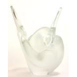 LALIQUE, A LARGE FROSTED GLASS FIGURAL VASE Titled 'Sylvie', having two entwined doves with label to