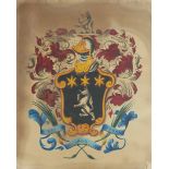 A 19TH CENTURY WATERCOLOUR OF THE FAMILY CREST OF 'WILSON' Having a white lion rampant 'Res Verba