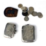 TWO EARLY 20TH CENTURY SILVER RECTAGULAR VESTA CASES With engraved decoration including a vesta
