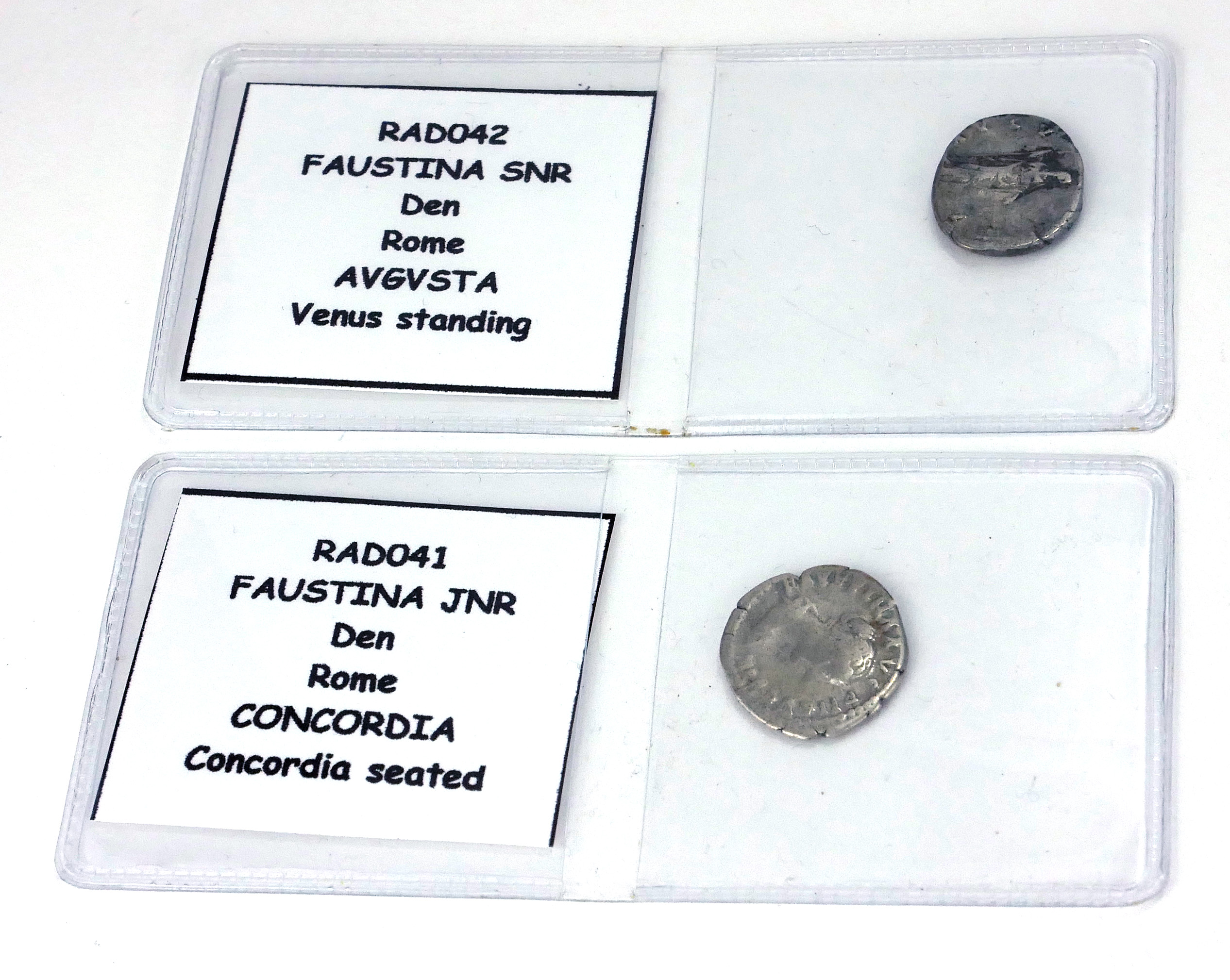 FAUSTINA, 161 - 175AD, TWO ROMAN SILVER COINS Faustina SNR with Venus standing and Faustina JNR with