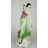 THUNRINGIAN, AN ART DECO PERIOD KATZHÜTTE CERAMIC FIGURE OF A SPANISH FLAMENCO DANCER, CIRCA 1930