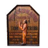 'THE UNION ARMS, PANTON STREET, TOM CRIBB CHAMPION OF ENGLAND', A 19TH CENTURY WOODEN PUB SIGN. (