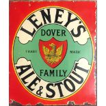 AN EARLY 20TH CENTURY ENAMELLED ADVERTISING SIGN LENNY'S ALE AND STOUT. (60cm x 70cm)