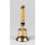 A LATE 19TH/EARLY 20TH CENTURY TAXIDERMY DEER FOOT BRASS BELL (h 23cm)
