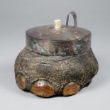 A LATE 19TH CENTURY TAXIDERMY ELEPHANT FOOT ICE BUCKET (h 20cm x w 27cm x d 23cm)