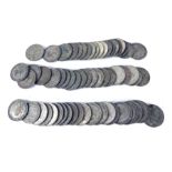 A COLLECTION OF SIXTY PRE 1947 BRITISH SILVER HALF CROWN COINS Various dates and designs.