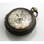A KING GEORGE II REPOUSSÉ SILVER VERGE GENT'S PAIR CASE POCKET WATCH The outer case embossed with