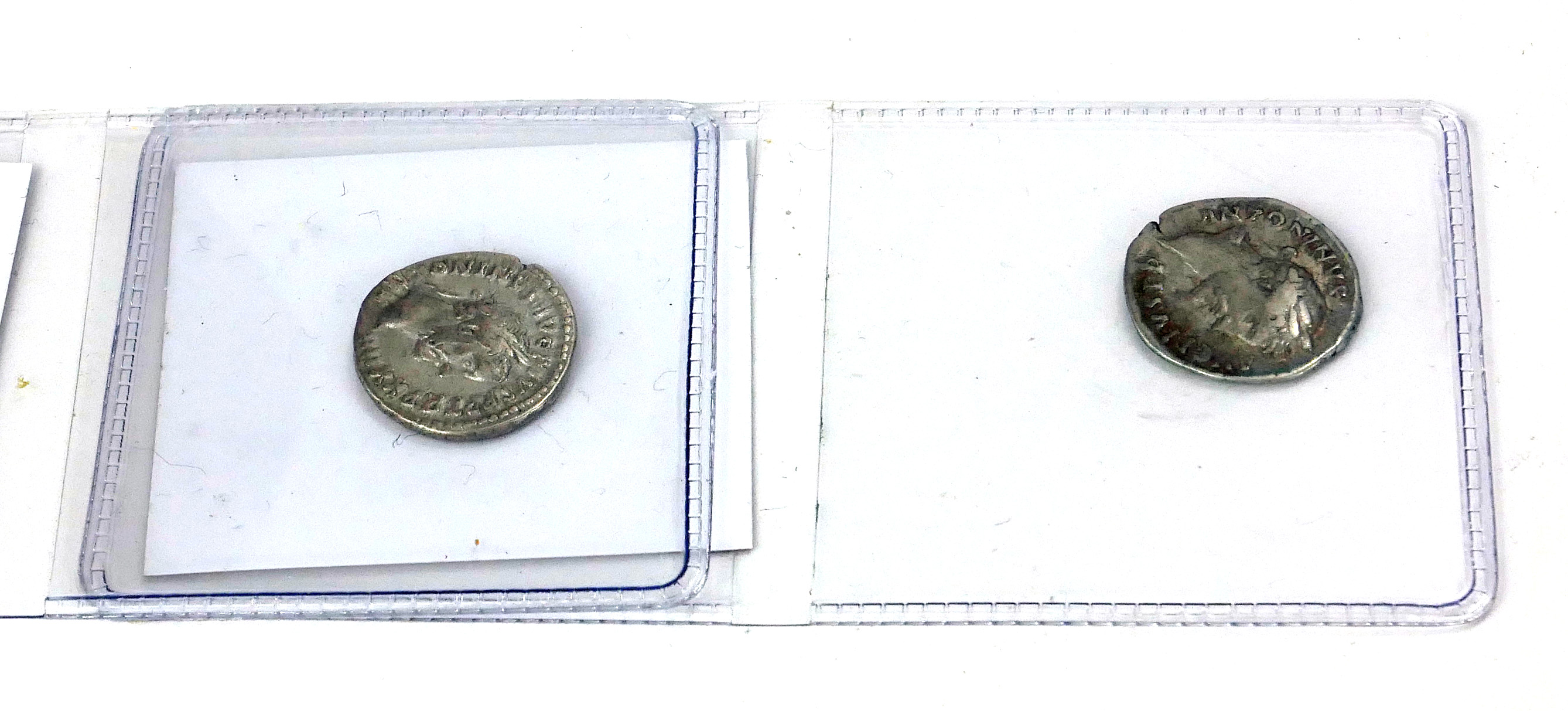 ANTONINUS PIUS, 148 - 149AD, TWO SILVER DENARIUS COINS Laureate head right and Annona standing - Image 2 of 2