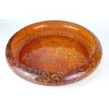 A LARGE EARLY 20TH CENTURY ART GLASS BOWL Having a mottled iridescent finish, possibly by Monart,