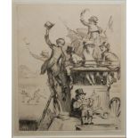 J.H. DOWD, 1883 - 1956, A 19TH/20TH CENTURY ETCHING Kids watching cricket signed bottom right,