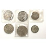 TWO 19TH CENTURY SILVER CROWN COINS King George III coin, dated 1819 and a Queen Victoria coin,
