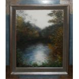 DU NOYER, A 20TH CENTURY FRENCH OIL ON CANVAS Riverscape, Venetian frame. (85cm x 98cm)