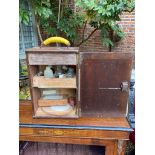 AN EARLY/MID 19TH CENTURY APOTHECARY CABINET AND CONTENTS. (29cm x 17cm x 42cm)