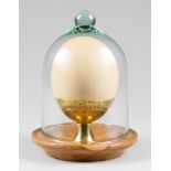 A 20TH OSTRICH EGG UNDER GLASS UNDER GLASS DOME CLOCHE (h 28cm)