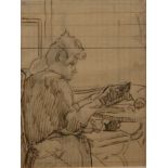 CIRCLE OF WALTER RICHARD SICKERT, BRITISH, 1860 - 1942, PEN AND INK Pen and ink drawing, interior