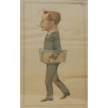 CIRCLE OF SIR LESLEY MATTHEW WARD, 1851 - 1922, (SPY), WATERCOLOUR A gentleman holding a folio