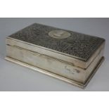 AN EARLY 20TH CENTURY SIAMESE SILVER AND NEILLO ENAMEL RECTANGULAR CIGAR BOX With fine scrolled