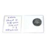 A KING EDWARD III, 1327 - 1377, SILVER HALF GROAT COIN Having a hammered edge, York Mint. (approx