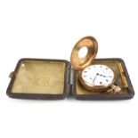 AN EARLY 20TH CENTURY 9CT GOLD HALF HUNTER GENT'S POCKET WATCH Having convex glass aperture with