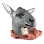 A MID 20TH CENTURY THEATRICAL PAPER MACHIE ARTICULATED DONKEYS HEAD. (50cm x 46cm)