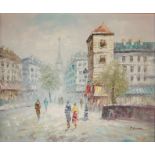 OLIVERI, 20TH CENTURY OIL ON CANVAS Continental street scene, landscape, along with F. Esikson,