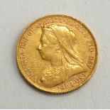 A QUEEN VICTORIA 22CT GOLD SOVEREIGN COIN, DATED1900 With George and Dragon to reverse.