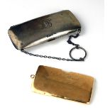 A VICTORIAN YELLOW METAL RECTANGULAR CALLING CARD HOLDER With presentation inscription dated 1901,