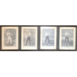 A RARE SET OF EARLY 20TH CENTURY BLACK AND WHITE PRINTS, BOXING CHAMPIONS FROM 19TH CENTURY HALL