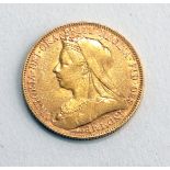 A QUEEN VICTORIA 22CT GOLD SOVEREIGN COIN, DATED 1900 With George and Dragon to reverse.