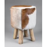 A 21ST CENTURY TAXIDERMY GOAT SKIN STOOL (h 45cm x w 33cm x d 33cm)