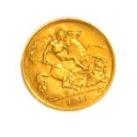 A KING GEORGE V 22CT GOLD HALF SOVEREIGN COIN, DATED 1911 With George and Dragon to reverse.