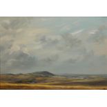 EDWARD STAMP, 20TH CENTURY OIL ON BOARD Landscape, signed lower left, framed. (34cm x 27cm)