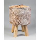 A 21ST CENTURY TAXIDERMY GOAT SKIN STOOL (h 45cm x w 33cm x d 33cm)